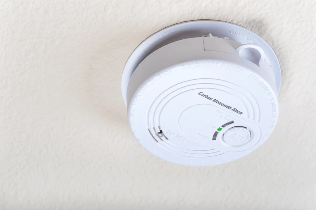 Carbon Monoxide alarm on ceiling