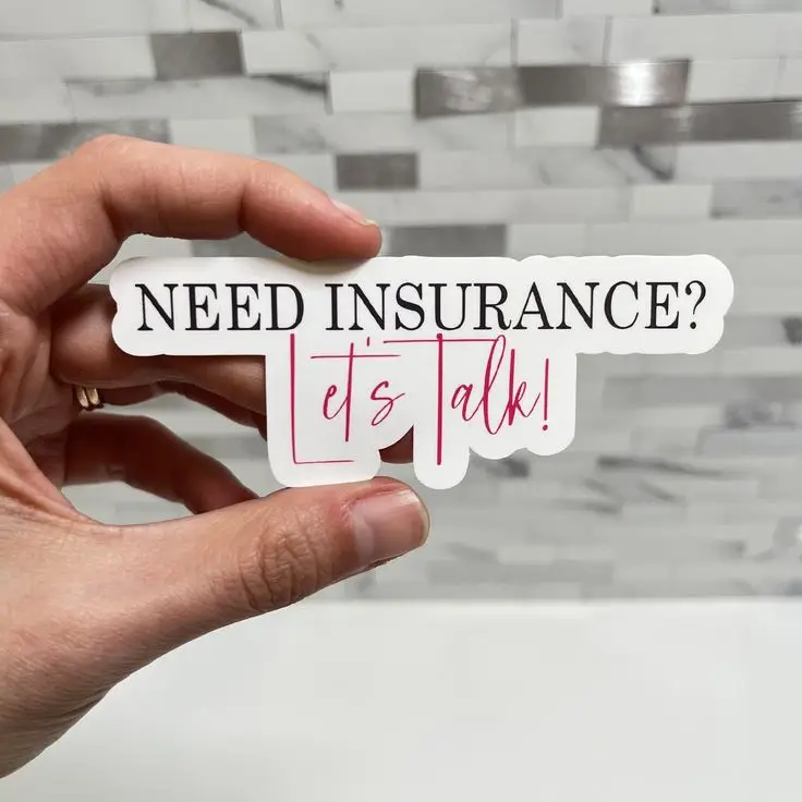 Woman holding sticker that says "Need Life Insurance?"