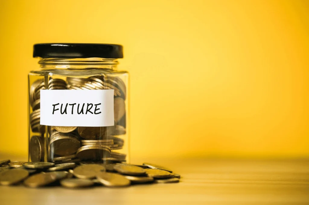 Jar filled with coins