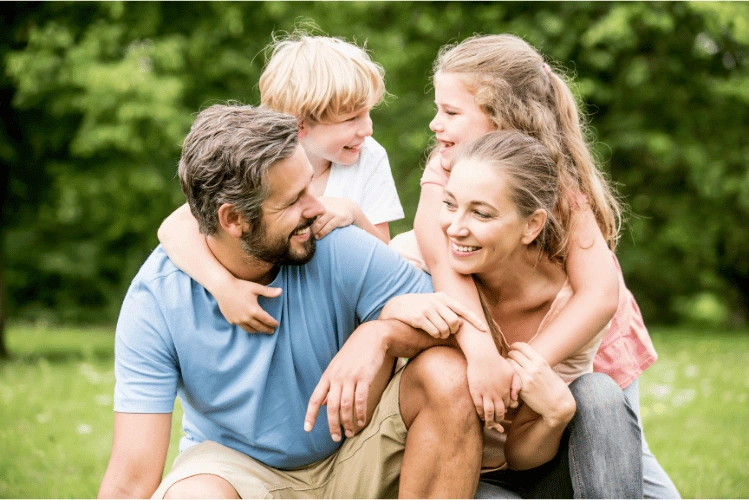 Happy family with term life insurance